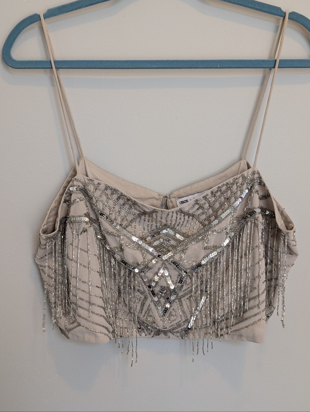 Beaded Fringe Crop Top - Silver